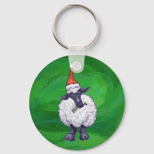 Schapen in Santa Hat op groen Sleutelhanger