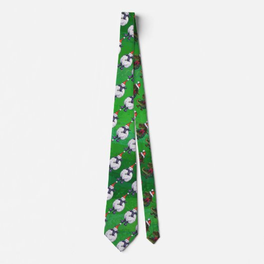 Schapen in Santa Hat op groen Stropdas (Voorkant)