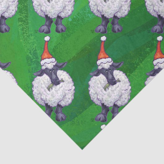 Schapen in Santa Hat op groen Tissuepapier (Detail)