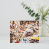 Schapen in slaap in post-kantoor illustratie feestdagenkaart (Staand voorkant)