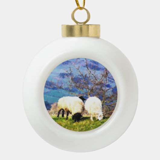 SCHAPEN KERAMISCHE BAL ORNAMENT (Voorkant)
