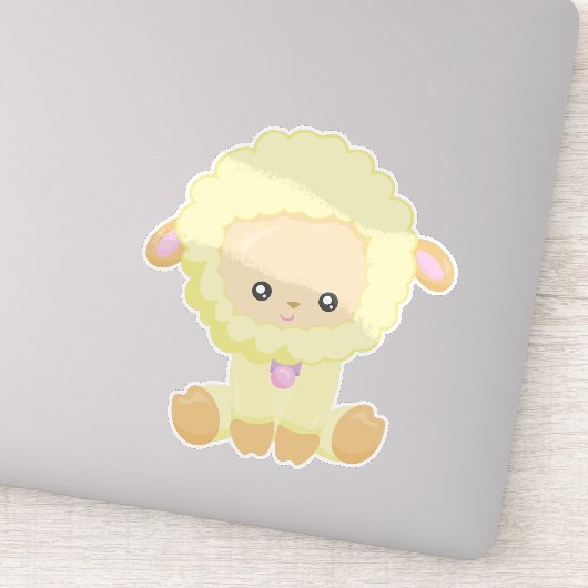 Schapen, kleine schapen, Baby schapen, gele schape Sticker (Detail)