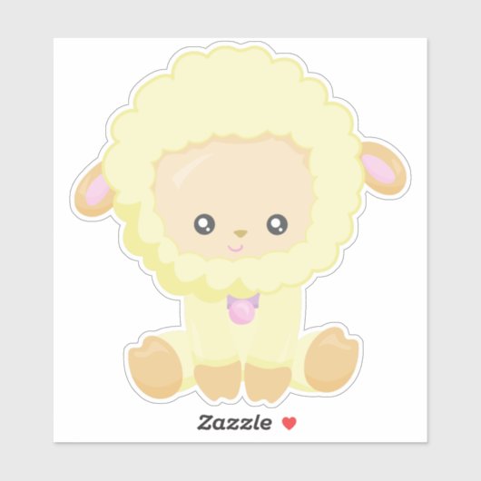 Schapen, kleine schapen, Baby schapen, gele schape Sticker (Vel)