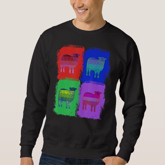 Schapen Kleurrijke Pop Kunst Trui (Voorkant)
