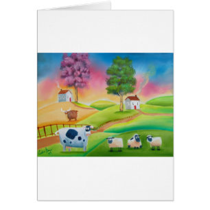 Schapen koeien volksnaïef schilderij G Bruce