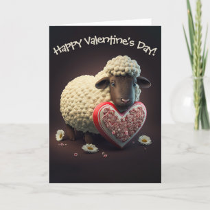 Schapen met chocolade-hart-Valentijnsdag Feestdagen Kaart