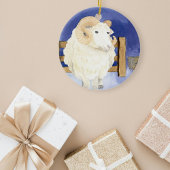 Schapen met de krullende hoorn (Friendly Beasts Se Keramisch Ornament