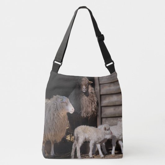 Schapen met dierenfoto's van lammeren crossbody tas (Voorkant)