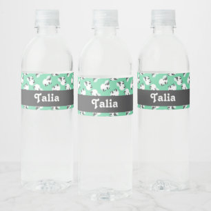 Schapen met een groen patroon waterfles etiket