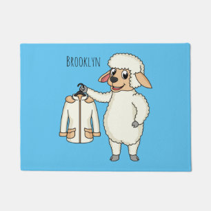 Schapen met een jasje cartoon deurmat