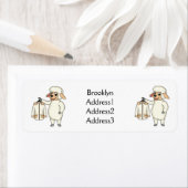 Schapen met een jasje cartoon etiket (Insitu)