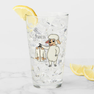Schapen met een jasje cartoon glas