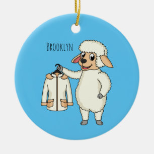 Schapen met een jasje cartoon keramisch ornament
