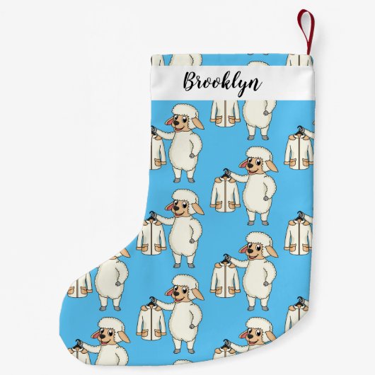 Schapen met een jasje cartoon kleine kerstsok (Achterkant)