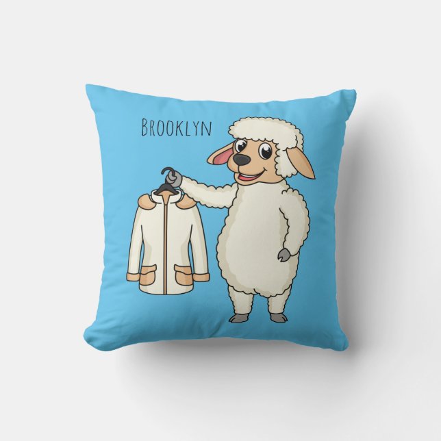 Schapen met een jasje cartoon kussen (Voorkant)