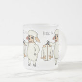 Schapen met een jasje cartoon matglas koffiemok (Voorkant rechts)