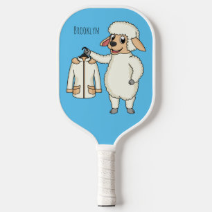 Schapen met een jasje cartoon pickleball paddle
