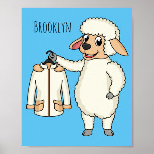 Schapen met een jasje cartoon poster