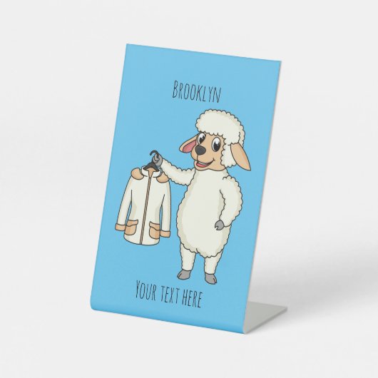 Schapen met een jasje cartoon reclamebord met voetstuk (Voorkant)