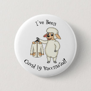 Schapen met een jasje cartoon ronde button 5,7 cm