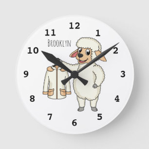 Schapen met een jasje cartoon  ronde klok