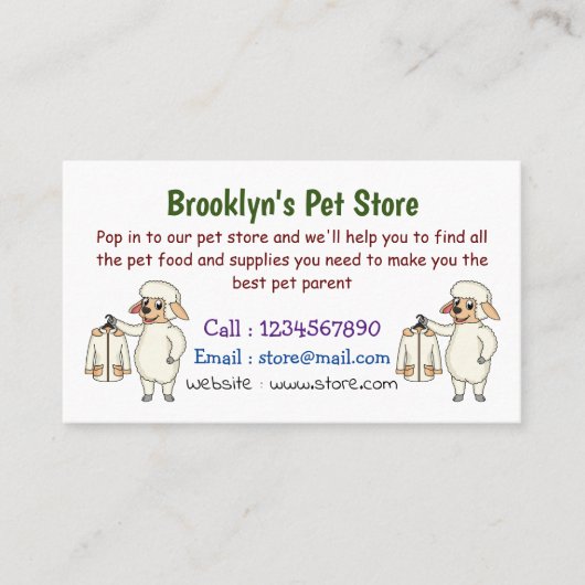 Schapen met een jasje cartoon visitekaartje (Voorkant)