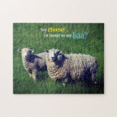 Schapen met lam in grasweide legpuzzel (Horizontaal)