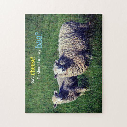 Schapen met lam in grasweide legpuzzel (Verticaal)