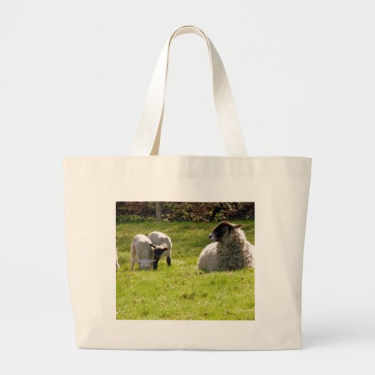 Schapen met lentlammeren grote tote bag (Voorkant)