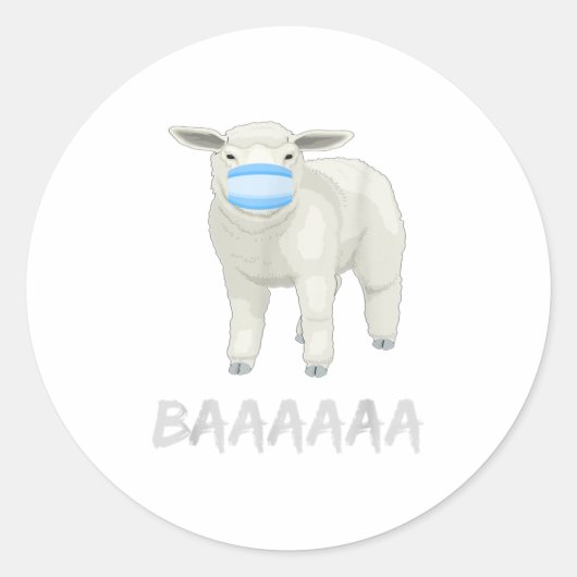 Schapen met masker TShirt Ronde Sticker (Voorkant)