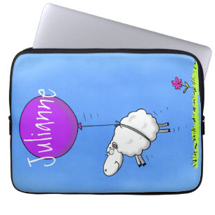 Schapen met paarse ballonvaardige cartoon laptop sleeve