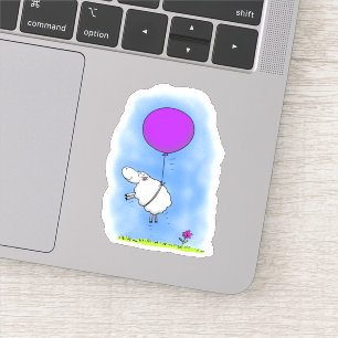 Schapen met paarse ballonvaardige cartoon sticker