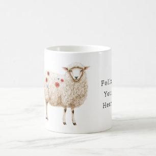 Schapen Met Rode Klaprozen Koffiemok