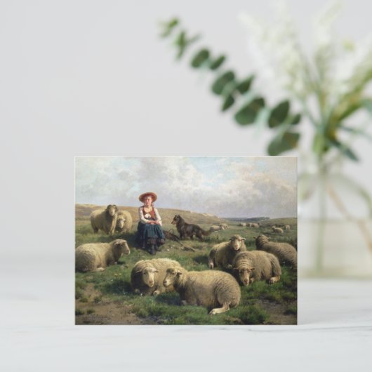 Schapen met schapen in een landschap briefkaart (Staand voorkant)