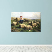 Schapen met schapen in een landschap canvas afdruk (Insitu (Houten vloer))