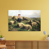 Schapen met schapen in een landschap canvas afdruk (Insitu (Woonkamer))
