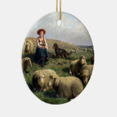 Schapen met schapen in een landschap keramisch ornament (Rechts)