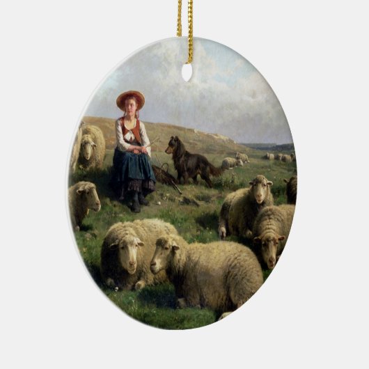 Schapen met schapen in een landschap keramisch ornament (Rechts)