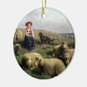 Schapen met schapen in een landschap keramisch ornament (Links)