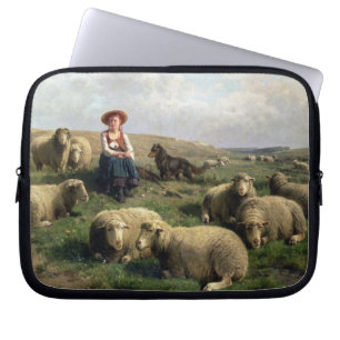 Schapen met schapen in een landschap laptop sleeve