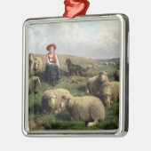 Schapen met schapen in een landschap metalen ornament (Links)