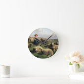 Schapen met schapen in een landschap ronde klok (Huis)