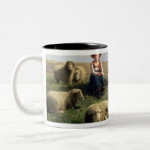 Schapen met schapen in een landschap tweekleurige koffiemok (Links)