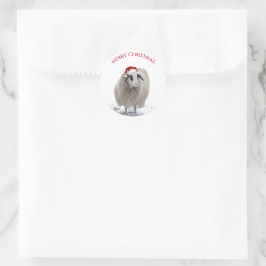 SCHAPEN MET  STICKERS met kersthoed (Tas)