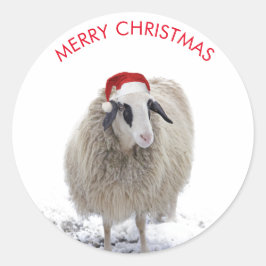 SCHAPEN MET  STICKERS met kersthoed