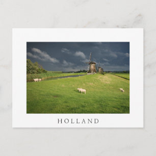 Schapen met windmolens onder donkere wolken briefkaart