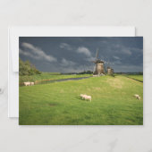 Schapen met windmolens onder donkere wolken magnetische uitnodiging (Voorkant)