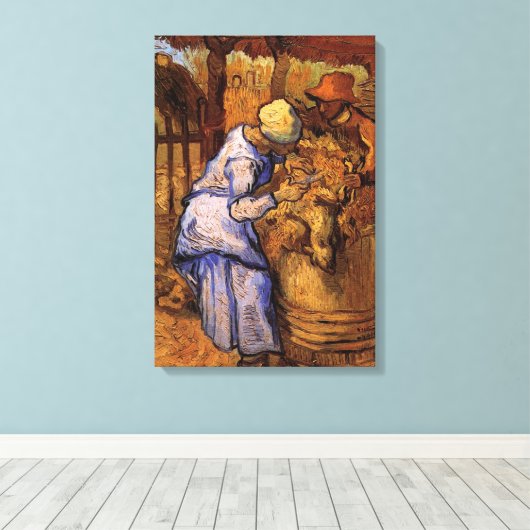 Schapen (na Millet) door Vincent van Gogh Canvas Afdruk (Insitu (Houten vloer))