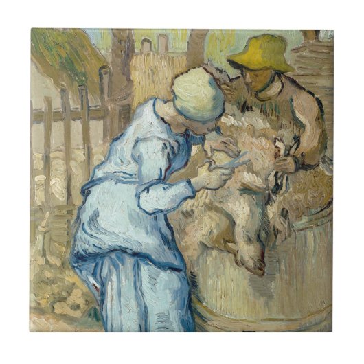 Schapen na Millet door Vincent Van Gogh Tegeltje (Voorkant)