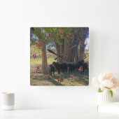 Schapen onder de bomen vierkante klok (Huis)